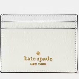 Kate Spade Cream Card Holder with Gold Logo
